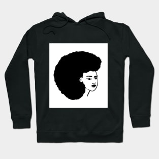 Black woman face illustration in black and white Hoodie